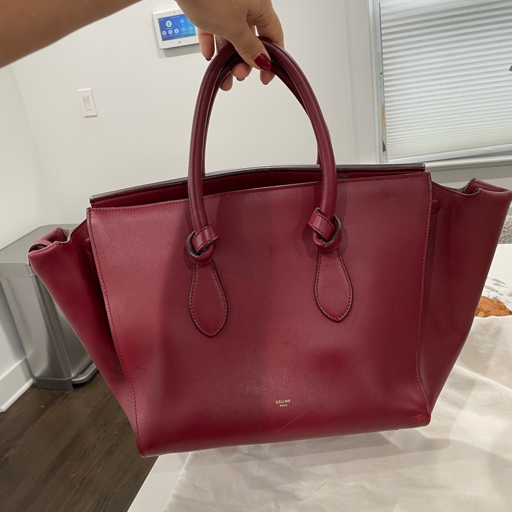 Cèline large travel bag in calfskin- Burgundy gently used